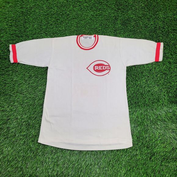 Vintage 80s Cincinnati Red Ringer Shirt XS/S 18x26 Baseball - Picture 1 of 16